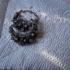 Elegant Silver Floral Earrings